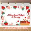 2D Gender Neutral Baby Photography Backdrop with Red and White Strawberries