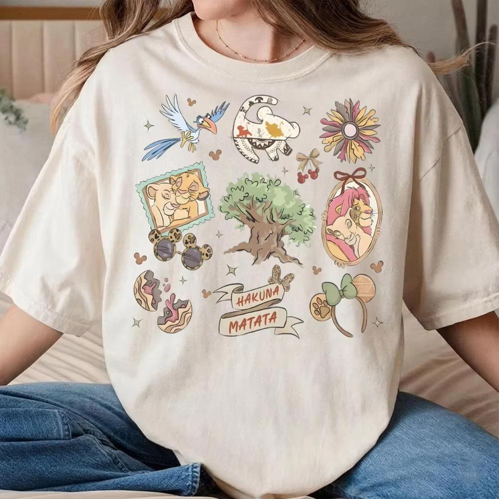 2026 Retro Lion King Hakuna Matata Tshirt Timon Pumbaa Simba Nana Tshirts Animal Kingdom Tree Lets Go Wild Together