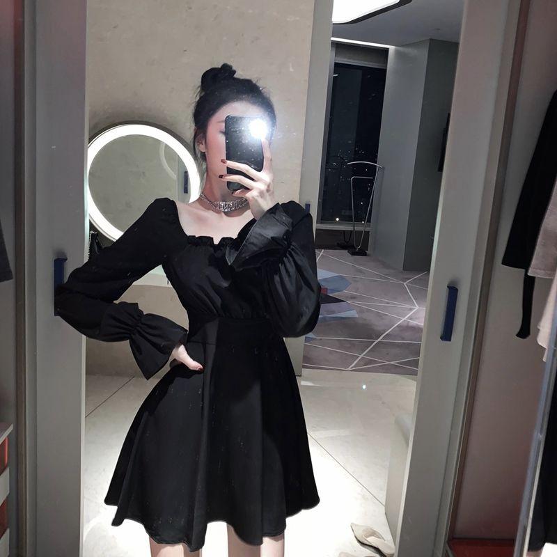 Sukienka damska modna vintage z odkrytymi plecami sznurowana elegancka czarna klasyczna impreza klubowa retro wiosenna dziewczęca sukienka