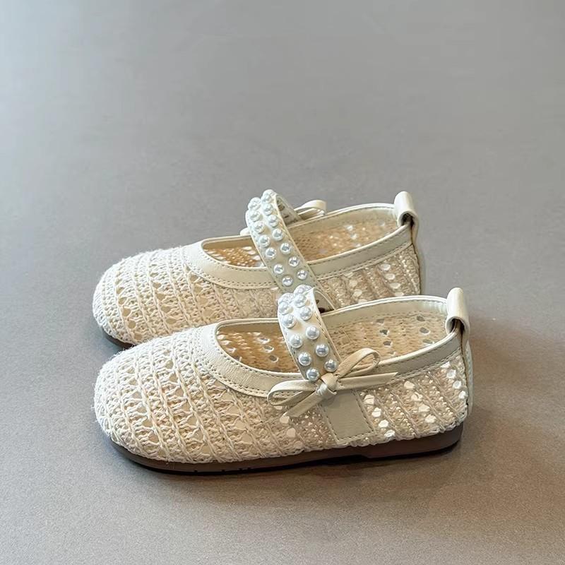 Youth Style Shoes Girls Sandals Toddlers Kids Breathable Mesh PU Princess Shoes With Bow Rubber Sole