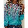 2025 New Floral 3d Print T-Shirt Casual Crew Neck Long Sleeve T-shirt Women's Clothing Fashion Casual Oversized Tops Tees Female