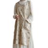 Multipurpose Adjustable Apron Cotton Linen Fabric Split Neck Design Large Storage Pockets Household Protections