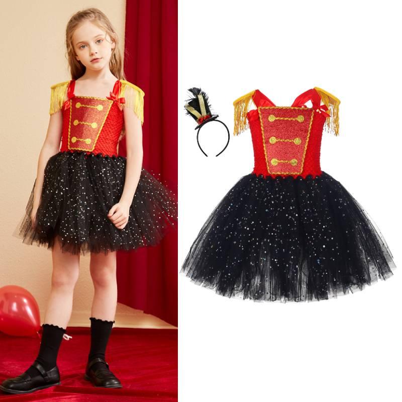 Elegant Nutcracker Dress With Sequin Accents Cosplay Outfit For Girls On Halloween