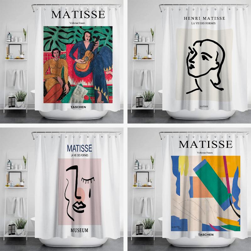 Famous Painting Waterproof And Mildew Proof Shower Curtainnordic Style Shower Curtain Set Hook Home Decoration Bathroom Curtains