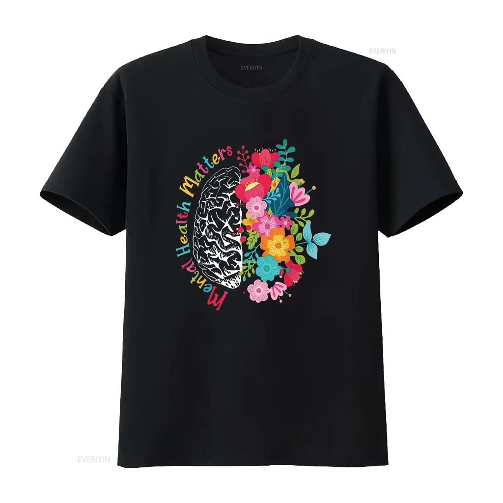 Mental Health Matters Awareness Brain Neurodiversity Emotion T Shirt vintage Washed homme Versatile Unisex fashion Comfortable