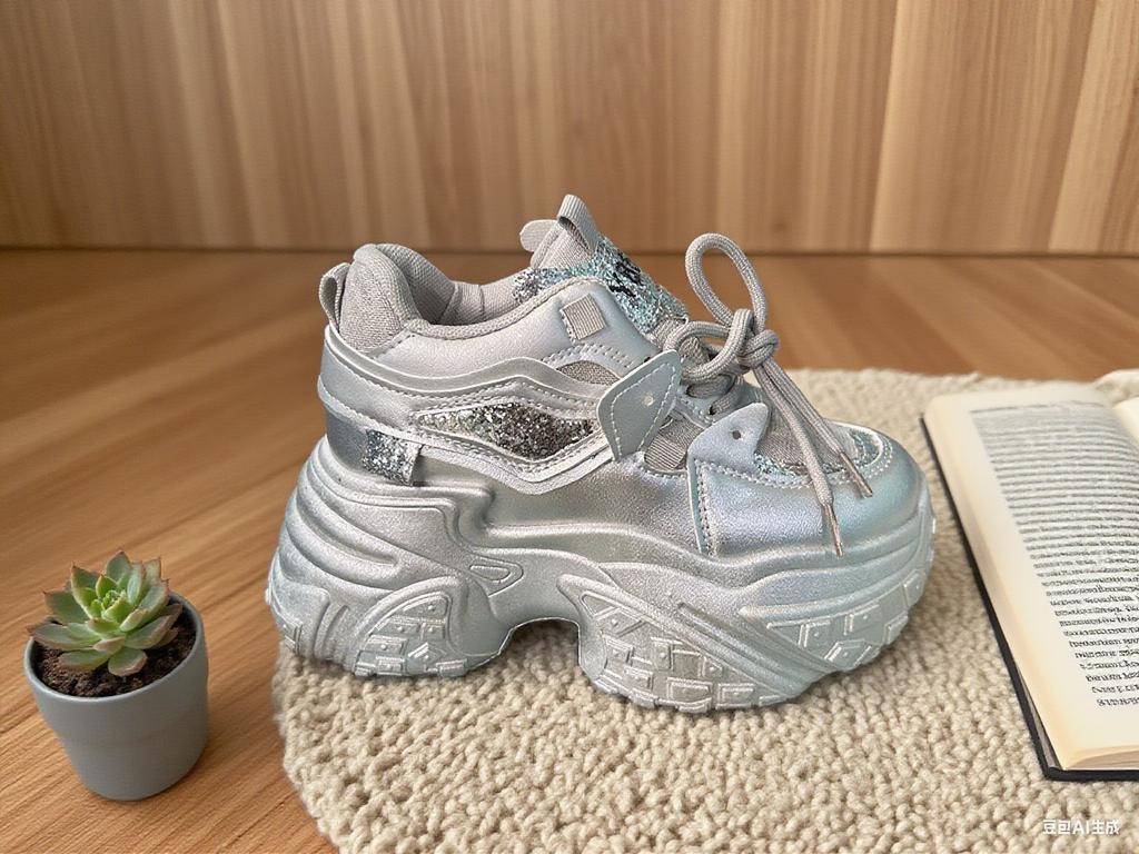 Platform dad shoes women's autumn 2025 new rhinestone fashion inner height increase women's shoes versatile sports and leisure shoes