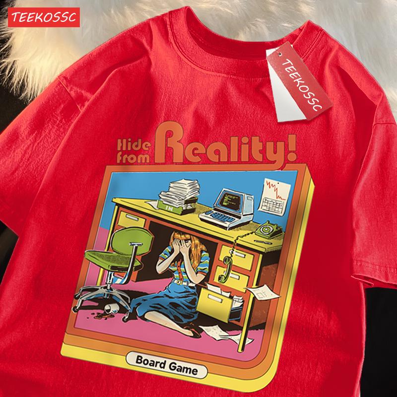 Hide From Reality Board Game Printing T Shirts Men Women Fashion Loose Cotton Tee Soft Summer Casual Oversized Tshirt Couple