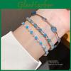 Geometric Zircon Silver Blue Womens Bracelet With Modern Minimalist Design For Gift