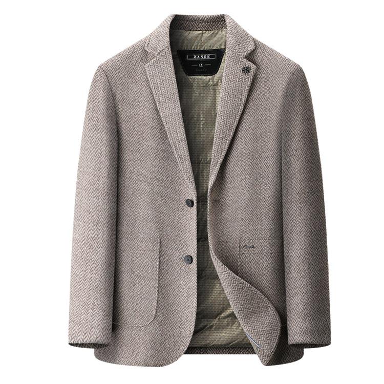 Men's Plus Size 2025 Double-Faced Wool Coat with Detachable Inner Down Jacket and Suit Collar