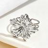 Stainless Steel Open Finger Ring with 18K Gold Flower Design