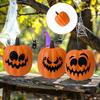 Celebratory Handcrafted Spume Pumpkin Decoration With Slanted Head And Mysterious Mood Lighting