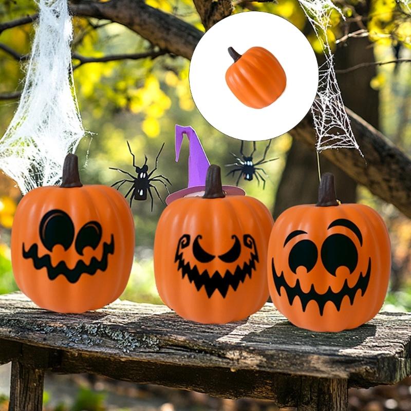 Celebratory Handcrafted Spume Pumpkin Decoration With Slanted Head And Mysterious Mood Lighting