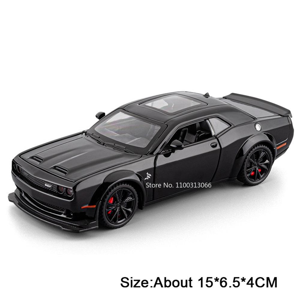 1:32 Challenger SRT Hellcat Toys Cars Models Alloy Diecast with Light Music Miniature Vehicle Wheel Pull Back Car Birthday Gifts