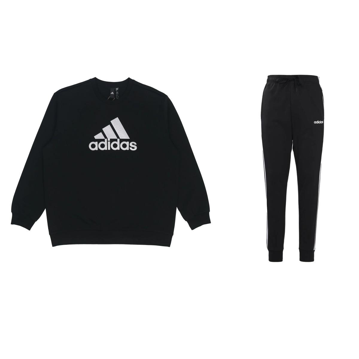 

Adidas Logo Print Crew Neck Pullover Long Sleeve Sweatshirt American Vintage Knit Cuffed Striped Drawstring Joggers Casual Sports Set HM2960+DU0468 S