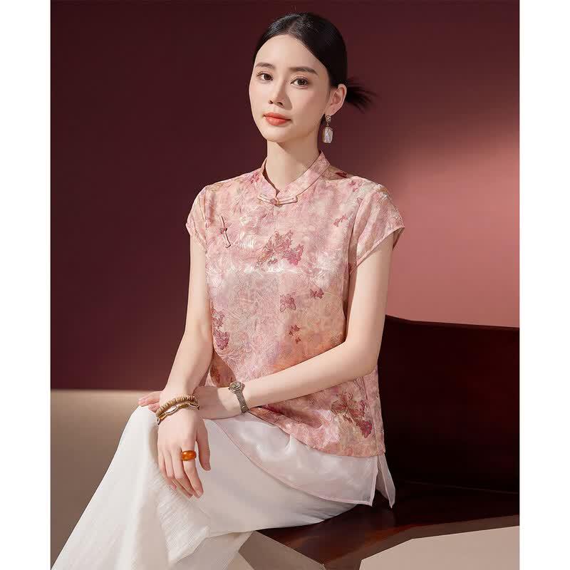 New Chinese Style Jacquard Pankou Shirt for Women
