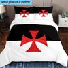 3PCS Red Cross CR Flamengo Printed Bedding Set, Includes A Duvet Cover and Two Pillowcases for Bedroom, Suitable for All Seasons