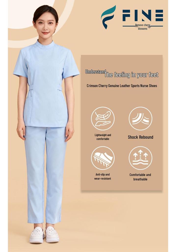 Women's Summer Cowhide Nurse Shoes: Breathable, Soft-Sole, Non-Slip Air Cushion Work Shoes for Comfort