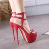 Zomer 16cm Hoge Hakken Sandalen Vrouwen Sexy Peep Toe Platform Enkelgesp Riem Superhoge Hak Schoen Feest Pumps Gladiator Sandaal