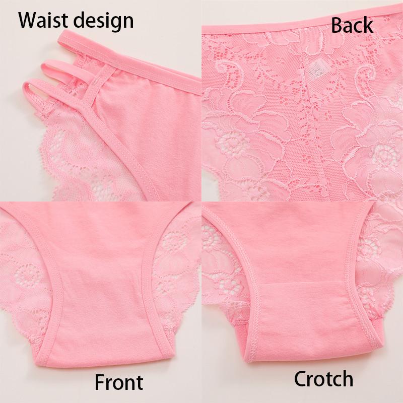 FINETOO Sexy Lace Panties for Women Comfortable Underpants Lace Panty Solid Color Lingerie