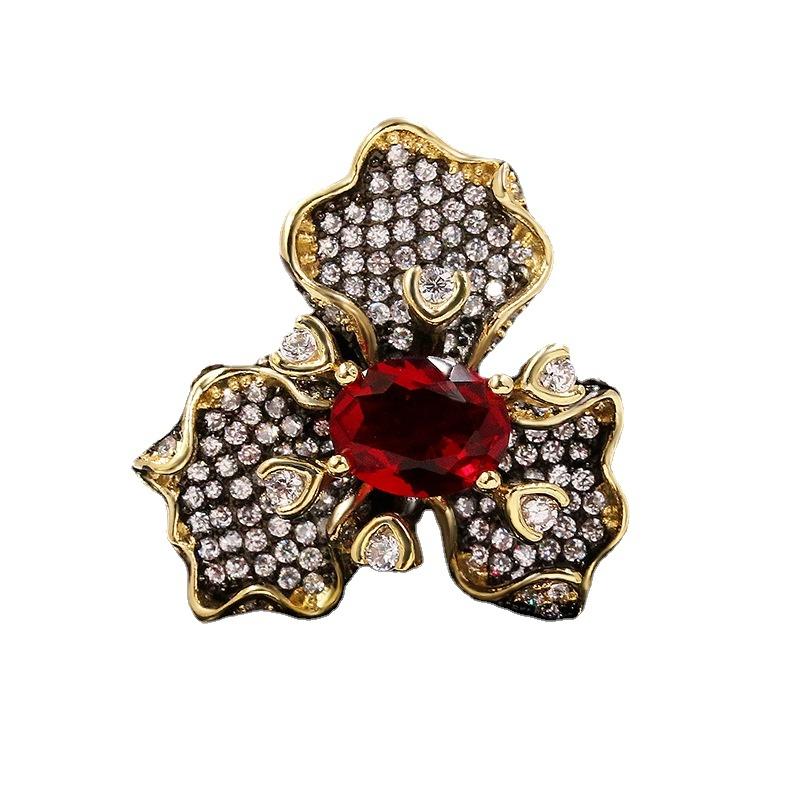 

Преувеличенное цветочное кольцо для женщин сияет элегантный двухцветный цвет кольцо женский коктейль вечеринка кольца ювелирные изделия