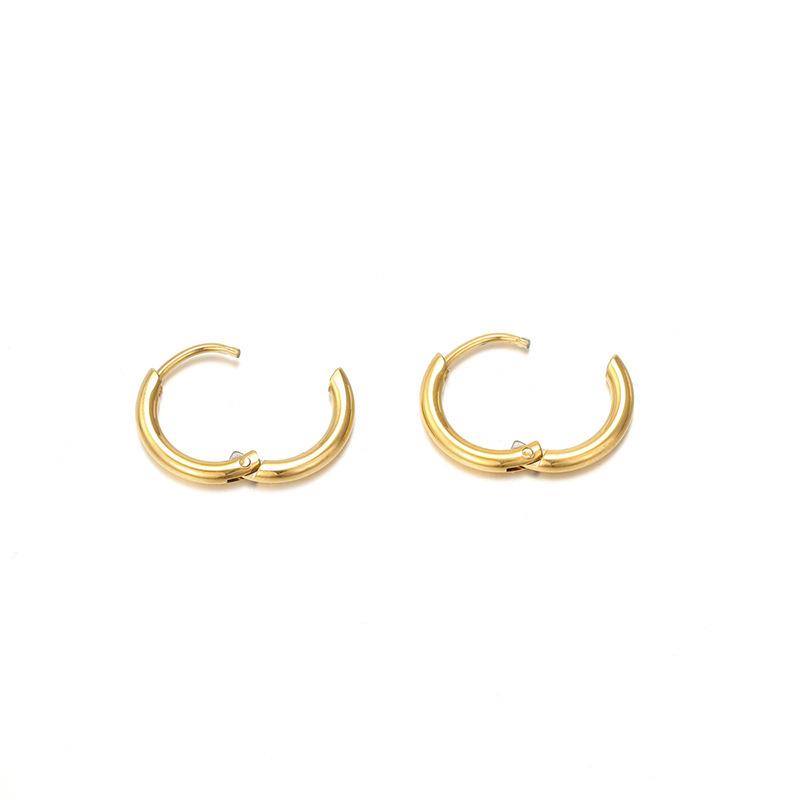 Pendientes de Aro de Acero Inoxidable Chapados en Oro de 14K - Superficie Lisa, Conservan el Color, Diseño Sencillo