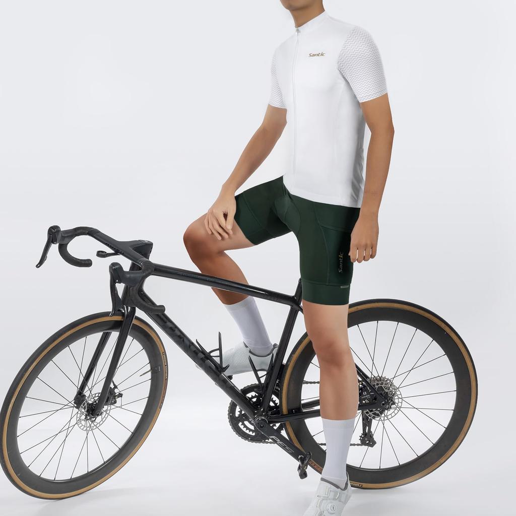 Santic Short Sleeve Cycling Cycling Wear for and Road and Elastic Size Men's Jersey, Cycling, Bicycles, Bikes, Summer, Sweat-Wicking, Quick-Drying,