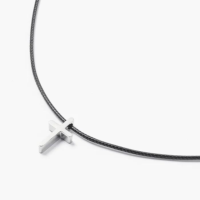 Modern Slim Cross String Necklace (C2503-AN900_BK)