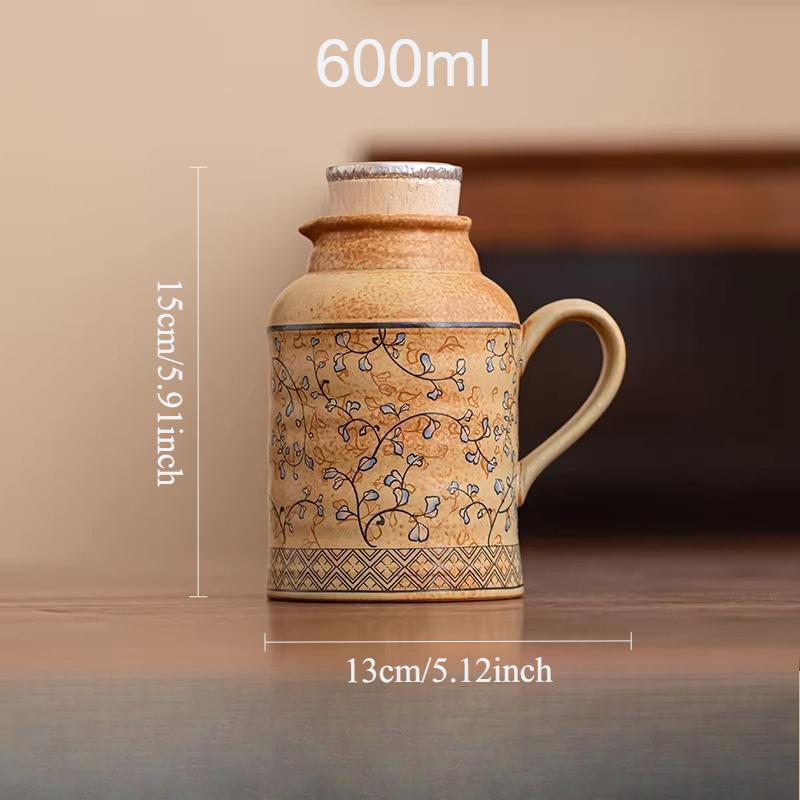 Ceramic Small Thermos Chinese Household Tea Set Entangled Lotus Vintage Drinking Teapot Tea Ceremony Accessories Large Capacity