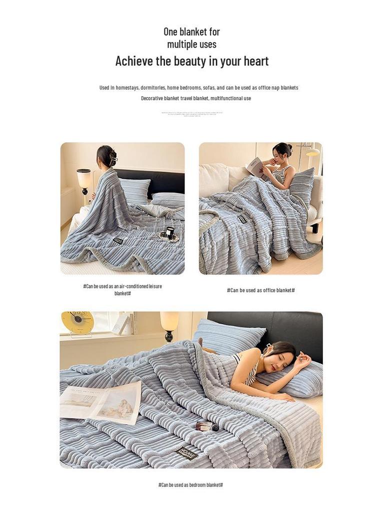 2025 Golden Turtle Velvet High-Weight Flannel Blanket - Double Size, Multifunctional, Luxurious Nap Blanket