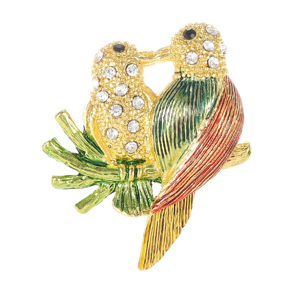 

Beautiful Dazzling Bird Theme Crystal Lapel Pins Kingfisher Falcon Mandarin Duck Shaped Rhinestone Brooches For Women MULTI