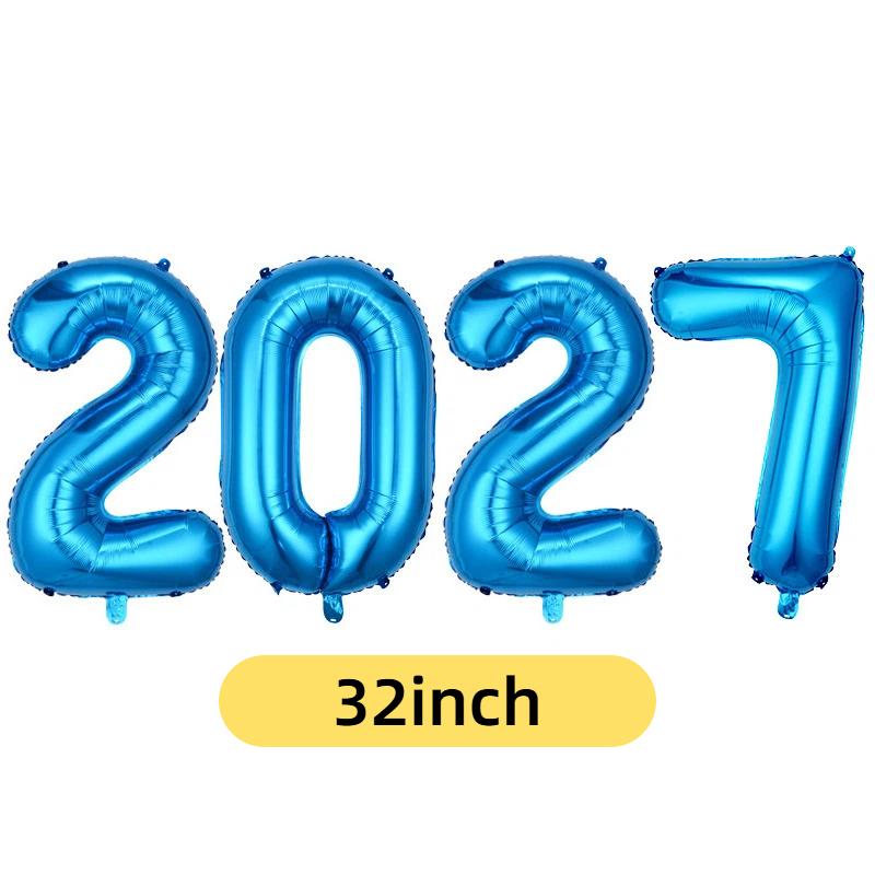 2027 Number Foil Balloons 16/32 Inch Multicolor Floatable Decor for New Year Christmas Graduation Party