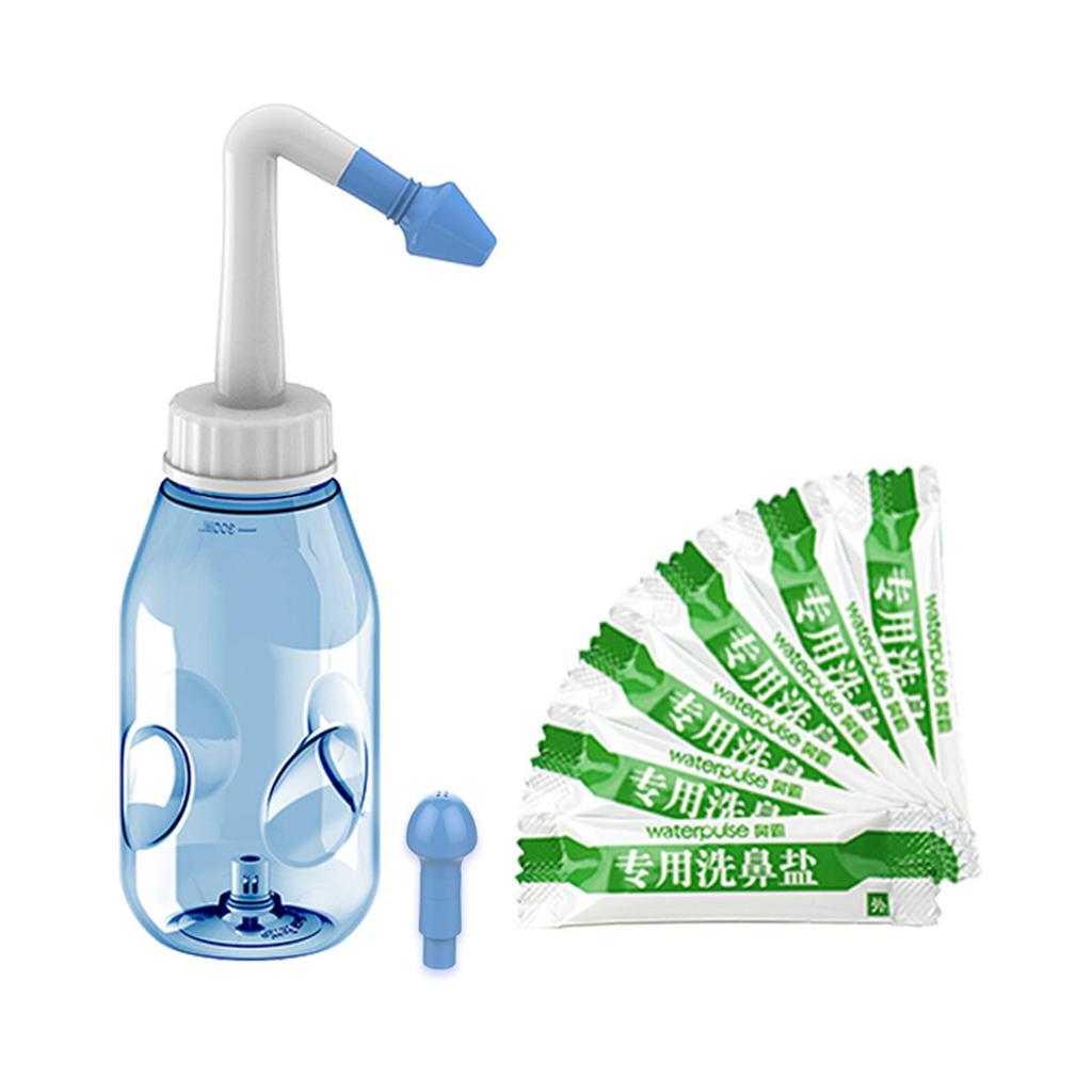 300ML Portable Nasal Wash Bottle with Cleaning Salt Pressure Sinus Rinse Cleaner Nasal Irrigation for Adults and Kids