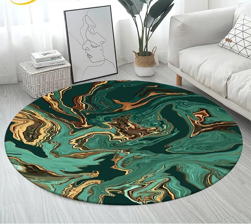 

Nordic Colour Green Gold White Marble Round Carpet Balcony Floor Mat Bathroom Living Room Home Yoga Coffee Mats Home Decor Rug 60cm