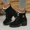 Fashion Women Snow Boots Winter Thickened Fluff Warm Ankle Boots Women Fashion Comfortable Outdoor High Heels Shoes Women Botas De Mujer