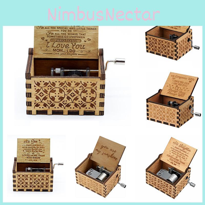 Vintage Holz Spieluhr Geschenk für Kinder Charmant You Are My Sunshine Graviertes Spielzeug