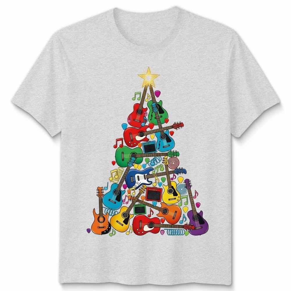 Guitar Christmas Tree Holidays Unisexs TShirt Unisexs Tee Graphic Unisex Music