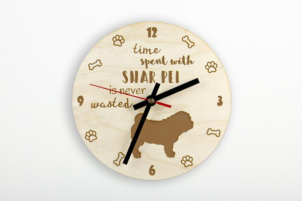 Shar Pei - clock with dog, wooden clock with engraving, personalised clock by Art-Dog