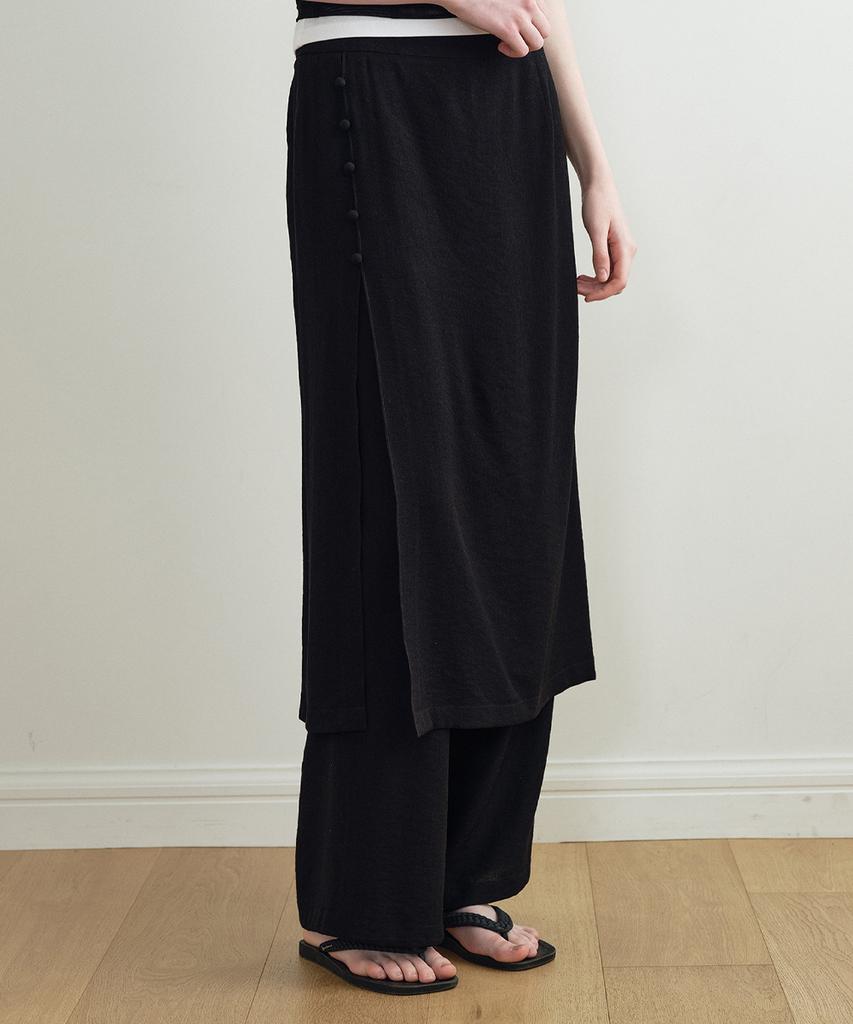MAKE A TOAST Layered Detail Wide Pants (Black) Mbfspa006Bk