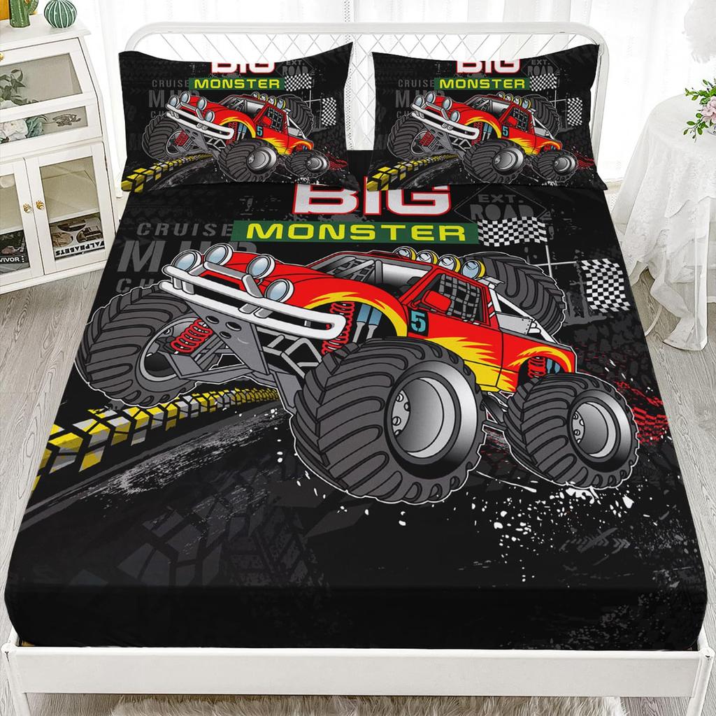 A Variety Of Racing Pattern Mattress Three-Piece Digital Printing Couple Bedspread Bedding Set