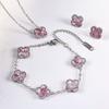 3PCS Fashionable Titanium Steel Clover Necklace Bracelet Earrings, Luxurious Valentine's Day Mother's Day Gift