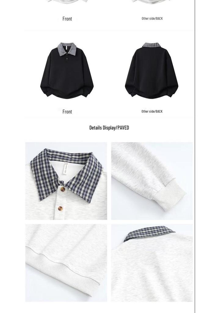 Plaid Patchwork Lapel Hoodie - Unisex, Youthful & Versatile, Academy Style