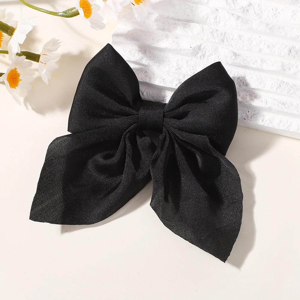 TĘCZOWE KOKARDY 2 SZT. Kokardy do włosów na kucyk dla dziewczynek Klips do włosów 3,3 cala Satynowe Jednokolorowe Spinki do włosów Damskie Grzywki Klips do włosów