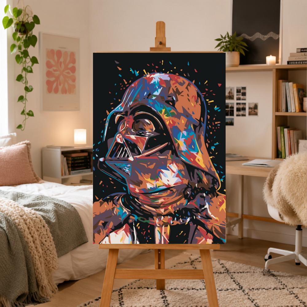 Paint by Numbers Picture with Frame Abstract Darth Vader 50X70 Cm