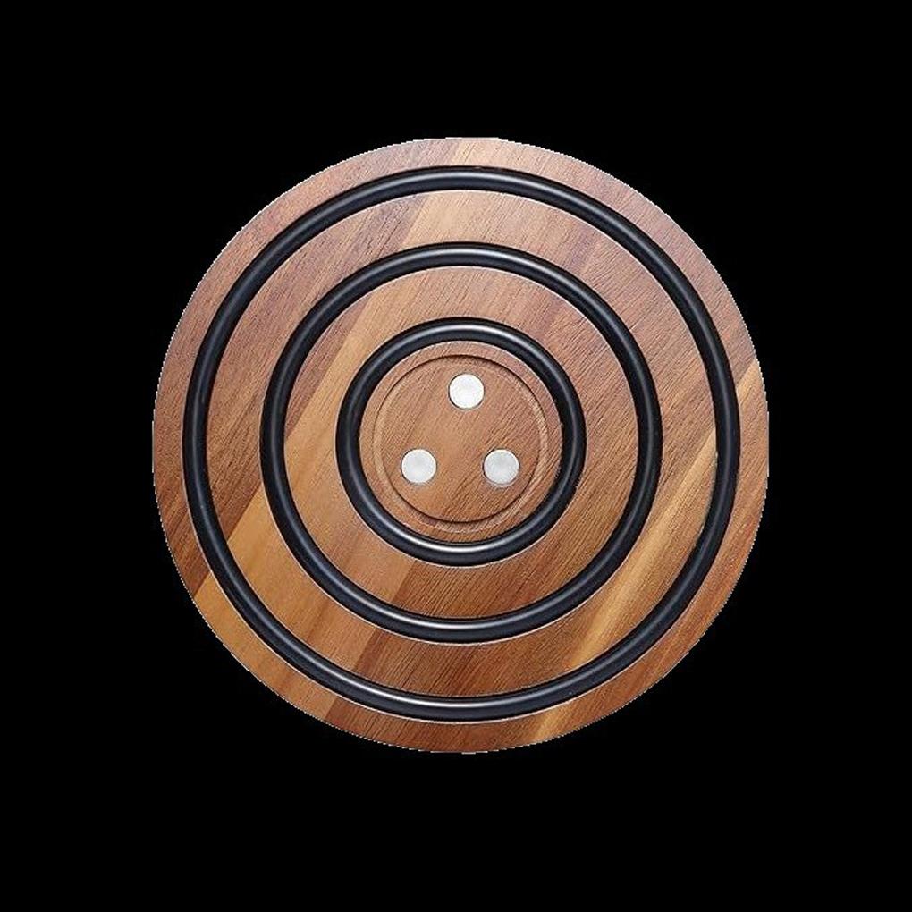 Circular Wooden Sand Pot Mat With Heat-resistant Silicone Ring Wooden Tabletop Insulation Mat