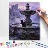 Halloween Digital Oil Painting Black Cat Fountain Castle Scenery Coloring Painting Hand Painting Home Decoration