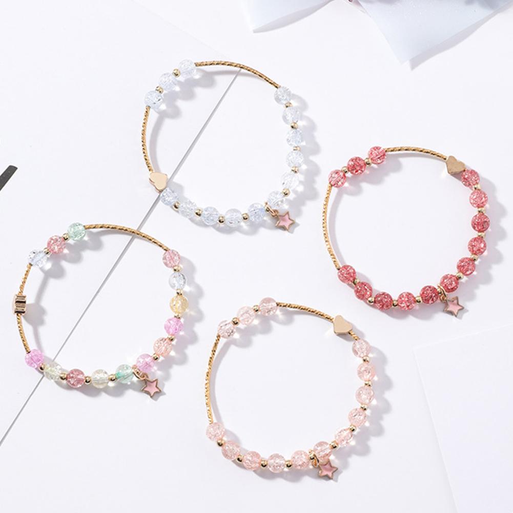 Woman Simple Stylish Sweet Delicate Love Shape Star Elastic Bracelet