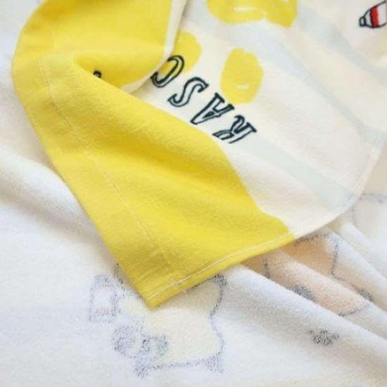 Hayashi Rascal the Raccoon Junior Bath Towel Bath Towel Set Colorful Day & 2-Pattern (Shirring Yellow)