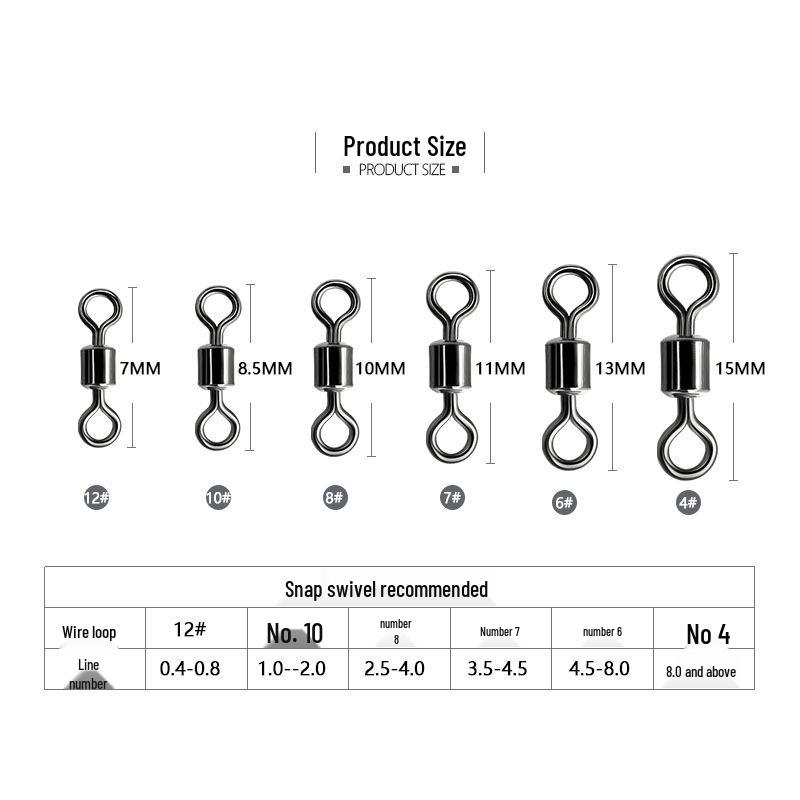 American Swivel Stainless Steel Figure-8 Ring Connector for Sea Fishing Competitions
