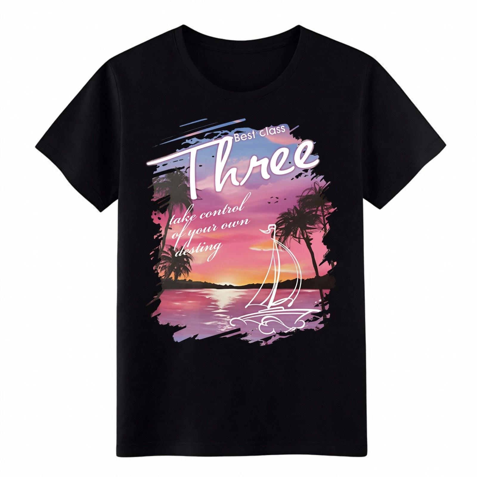 Tropical Sunset Sailboat T-Shirt Summer Beach Vacation Inspirational Quote Tee 3XL