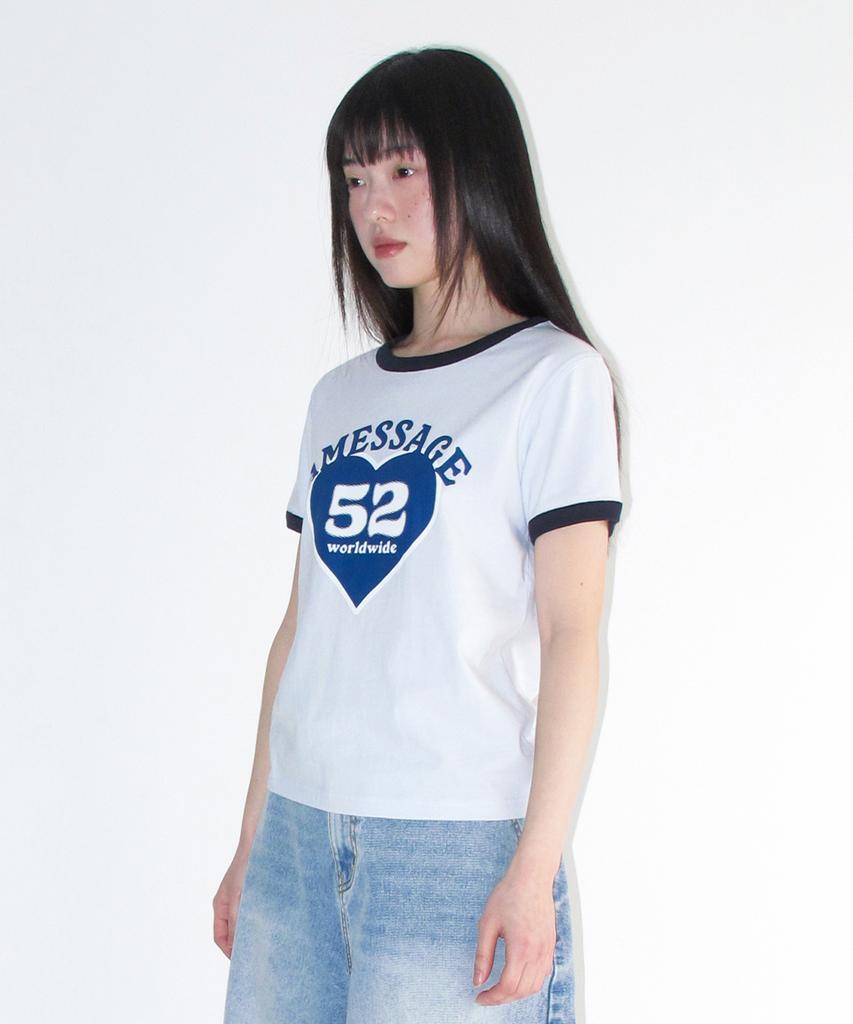 AMES-WORLDWIDE 52 Heart Ringer Crop Tee Blue
